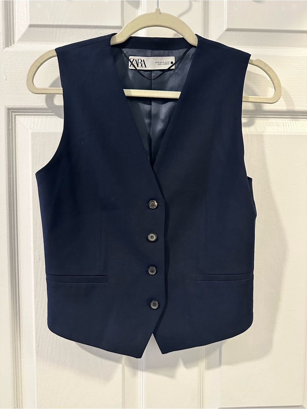 ZARA Navy Tailored Vest Size XS